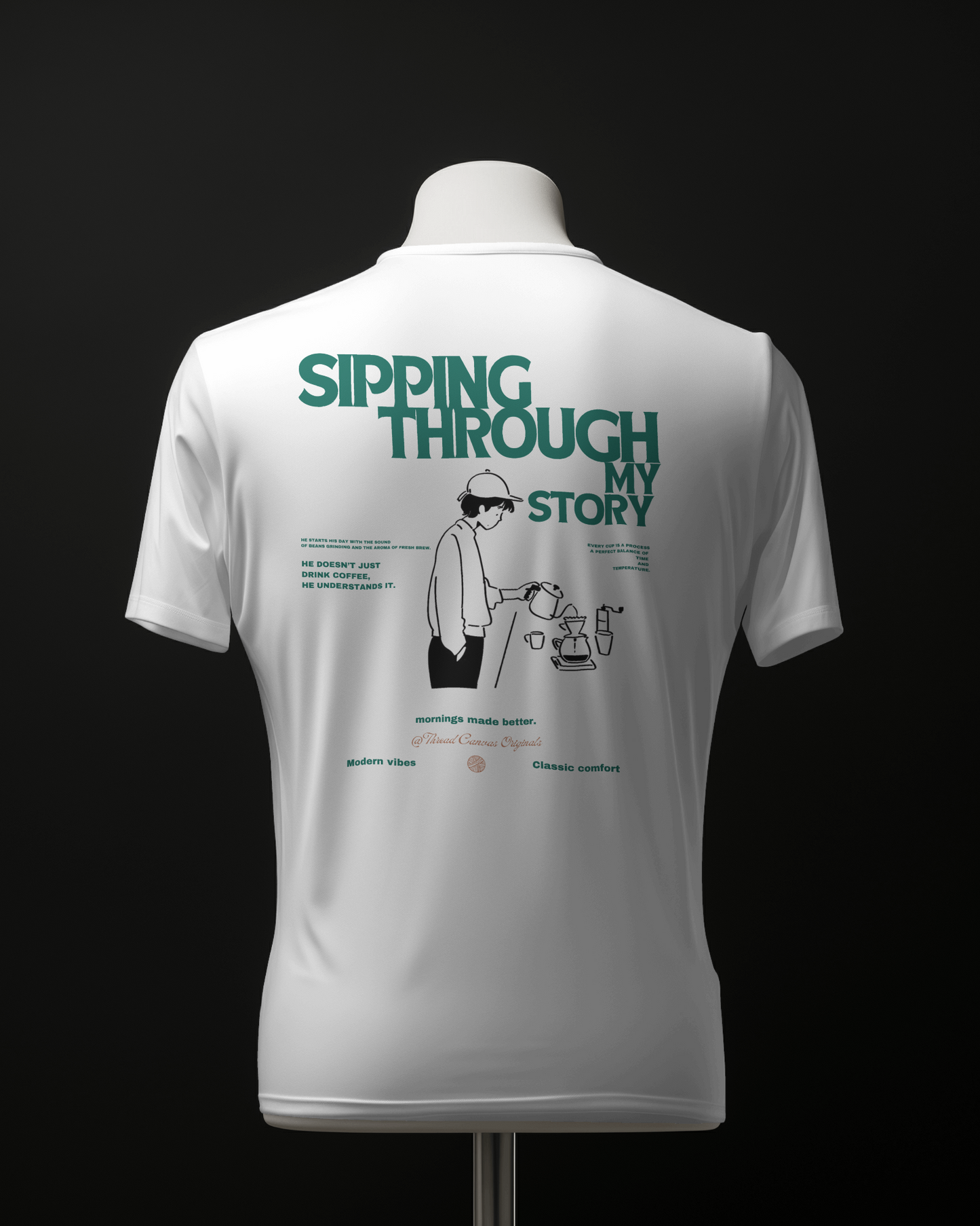 Sipping Through My Story Back Print (Male Character Story) | Thread Canvas Coffee Club