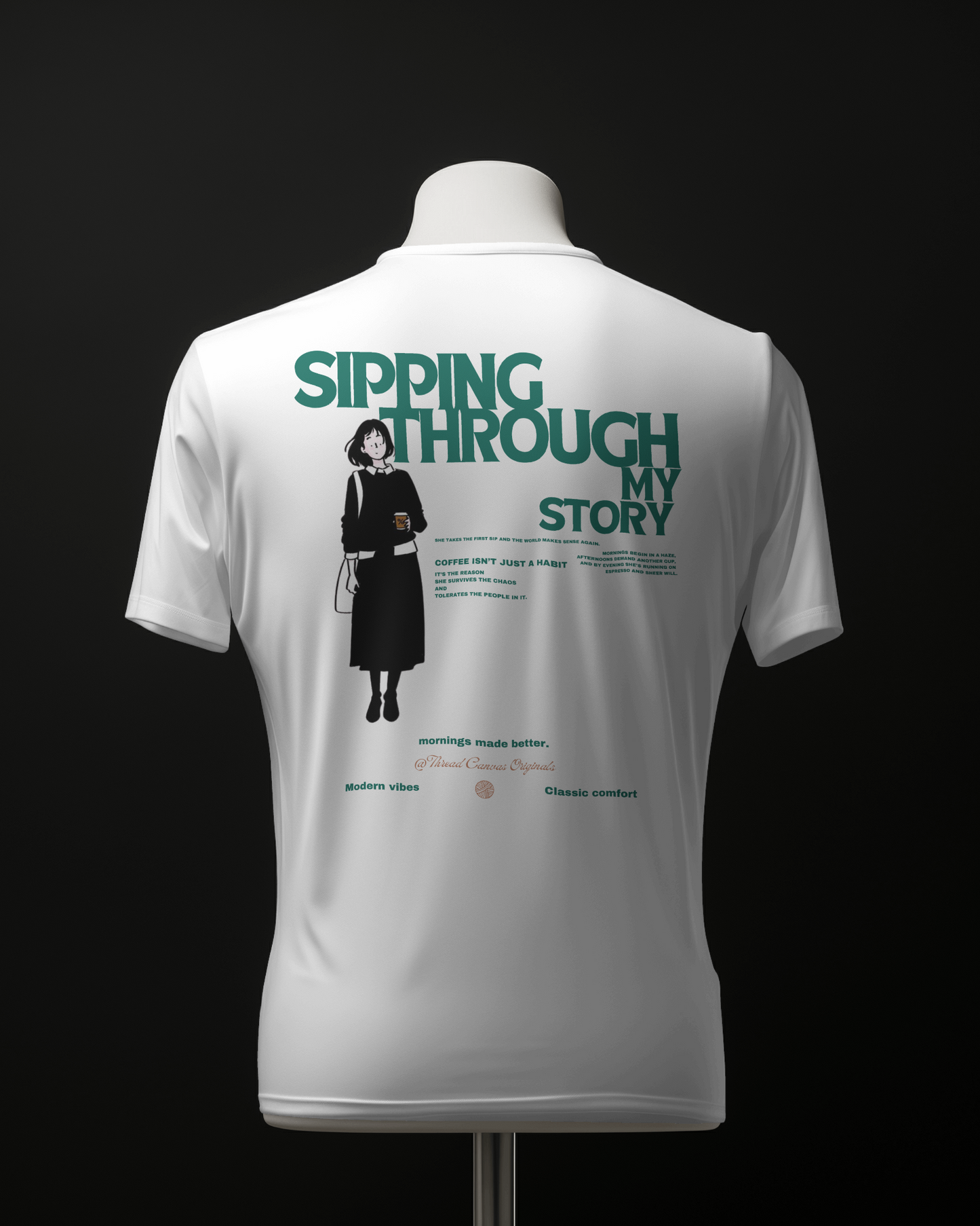Sipping Through My Story Back Print (Female Character Story) | Thread Canvas Coffee Club