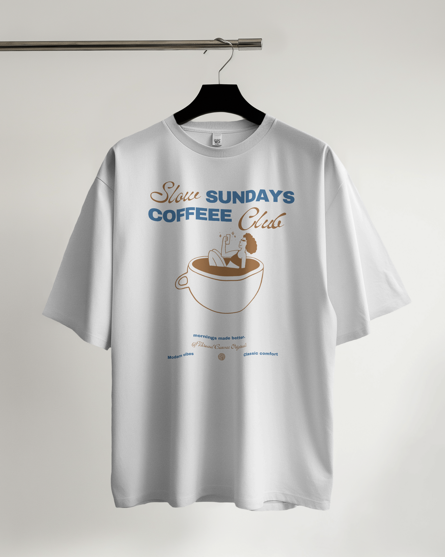 Sunday Coffee Stroll Tee Front Print | Thread Canvas Coffee Club (Premium)
