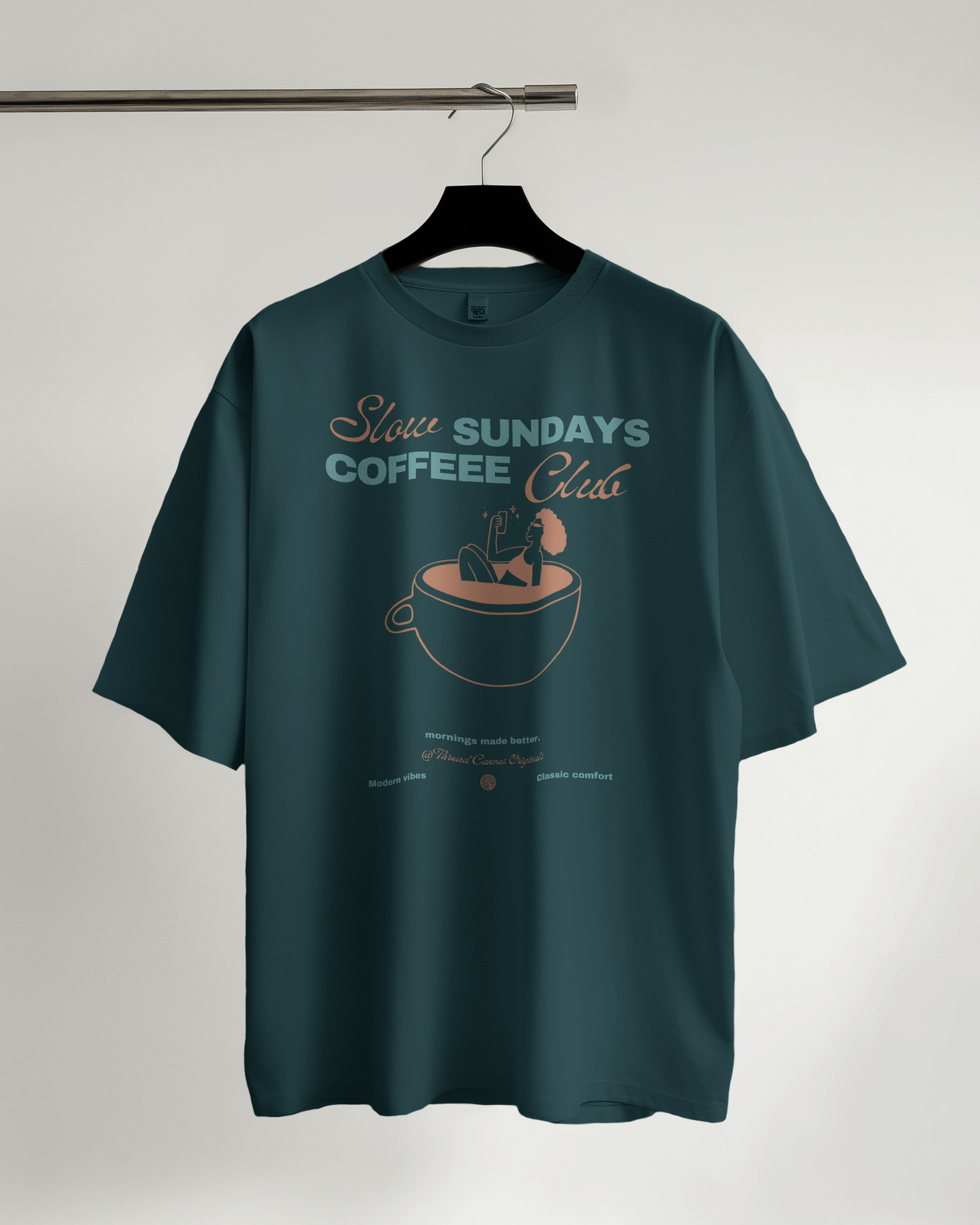 Sunday Coffee Stroll Tee Front Print | Thread Canvas Coffee Club (Premium)