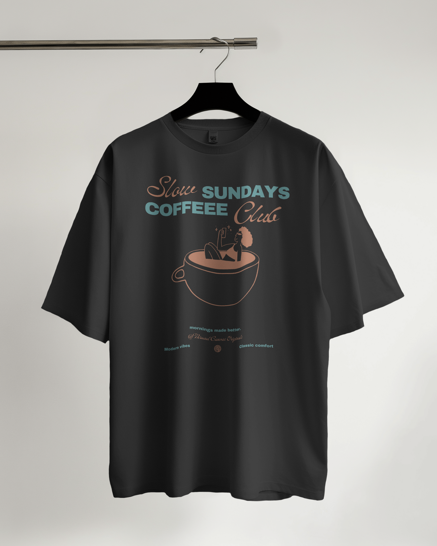 Sunday Coffee Stroll Tee Front Print | Thread Canvas Coffee Club (Premium)