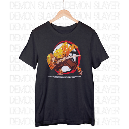 Demon Slayer | Zenitsu | Flaming Thunder God Regular T-shirt BLACK