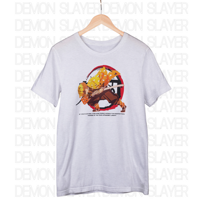 Demon Slayer | Zenitsu | Flaming Thunder God Regular T-shirt BLACK