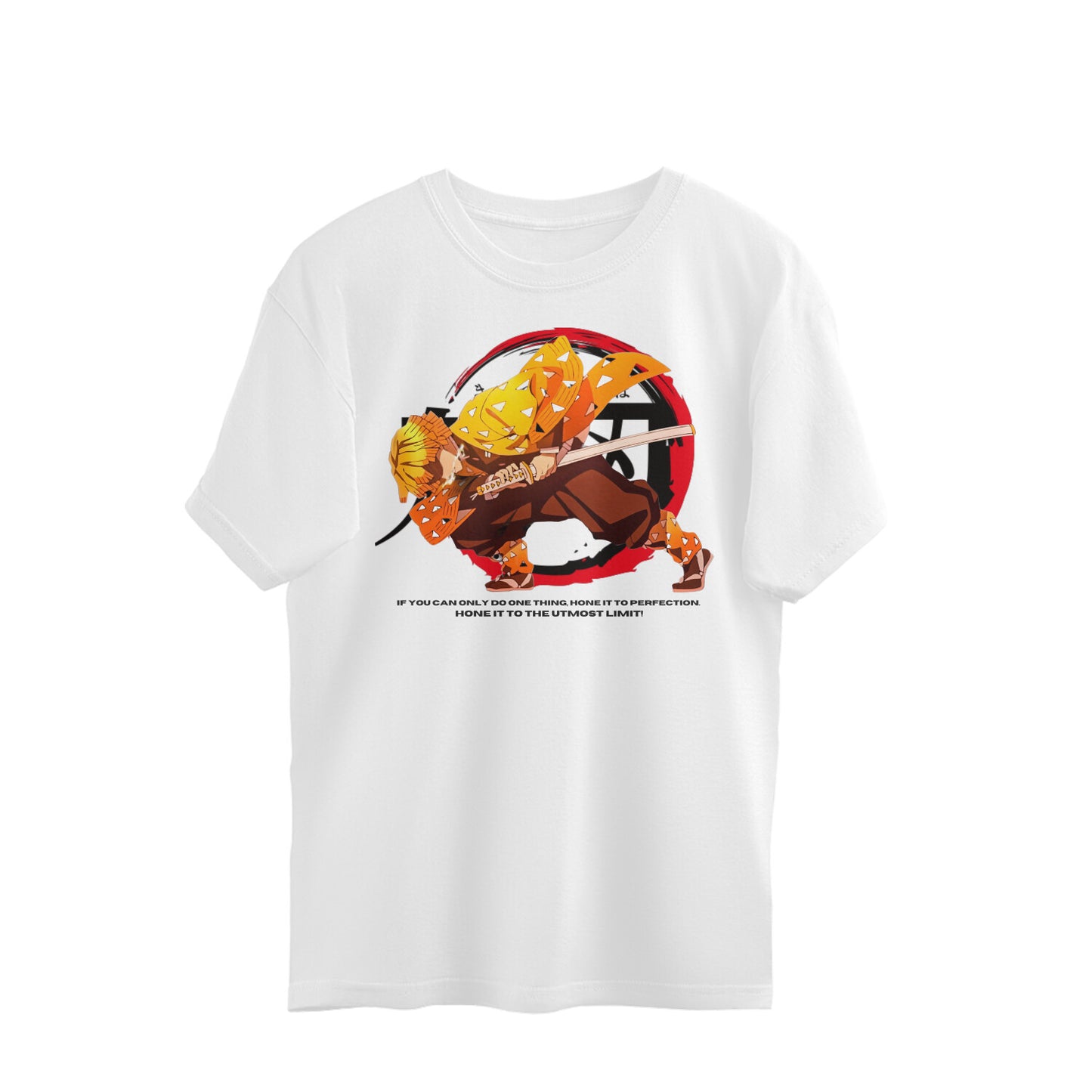 Demon Slayer | Zenitsu | Flaming Thunder God Regular T-shirt BLACK